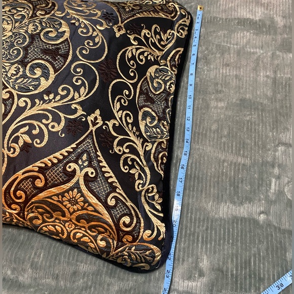 Decorative Gold & Navy Embroidered Pillow Sham (Sham Only) - Picture 3 of 8